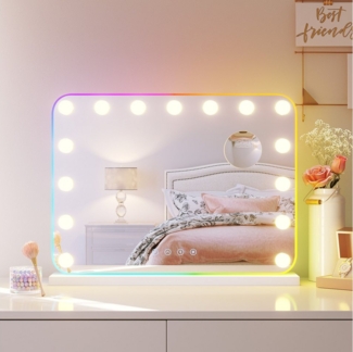 SONNI Schminkspiegel Kosmetikspiegel 15LED Schminkspiegel mit 3 Farbe Licht, RGB-Licht