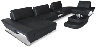 Sofa Dreams 'Bari U' Wohnlandschaft, Schwarz, Büffelleder, 89 x 243 x 456 cm, Links