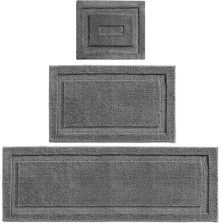 mDesign Badteppich Badläufer Duschvorleger 3er-Set Mikrofaser rutschfest Grau