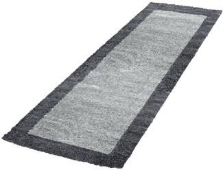 Hochflor Teppich Lux Läufer - 80x250 cm - Grau