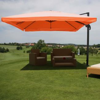 Gastronomie-Ampelschirm HWC-A96, Sonnenschirm, 3x4 m (Ø5m) Polyester/Alu 26kg ~ Flap, terracotta ohne Ständer, drehbar