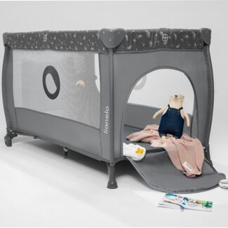 lionelo Baby-Reisebett Stefi Plus, 2in1: Babybett & Laufstall , Kompakte Größe , Luftiges Netz