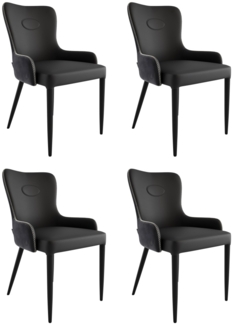 4er Set Esszimmerstuhl klassisch James Samt Polsterstuhl schwarz Metallbeine : Schwarz