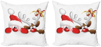 Abakuhaus Kissenbezüge Modern Accent Doppelseitiger Digitaldruck, (2 Stück), Weihnachten Lustige Sankt-Ren