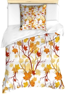 Abakuhaus Bettwäsche Milbensicher Allergiker geeignet mit Kissenbezug, Microfaser, Fallen Herbst-Jahreszeit-Elemente Natur