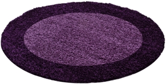 Hochflor Teppich Lux rund - 120 cm Durchmesser - Violett