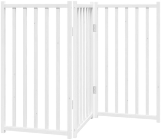 vidaXL 3-tlg. Hundetor Faltbar Weiß 150 cm Massivholz Tanne 352278
