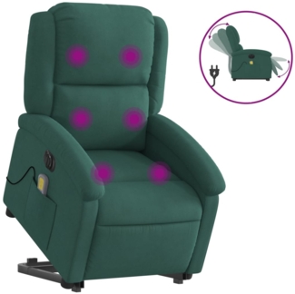vidaXL Massagesessel mit Aufstehhilfe Elektrisch Dunkelgrün Samt 3204335
