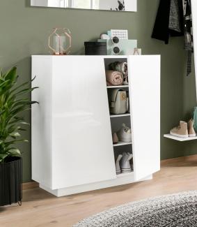 Schuhschrank >Viterbo< in Weiß-Hochglanz - 79,2x86x38cm (BxHxT)