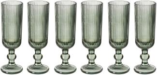 Champagnergläser LINES aus geriffeltem Glas, 160 ml, 6er-Set