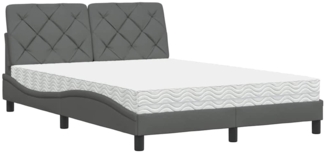 vidaXL Bett mit Matratze Dunkelgrau 140x190 cm Stoff 3310735