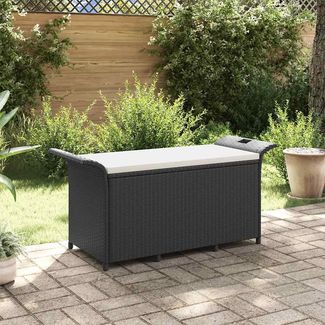 vidaXL Gartenbank mit Kissen Schwarz 116x46x57 cm Poly Rattan 363417