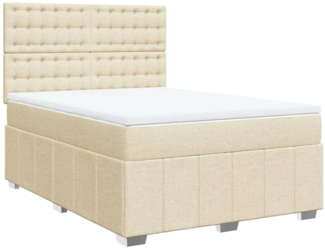 vidaXL Boxspringbett mit Matratze Creme 160x200 cm Stoff 3291738
