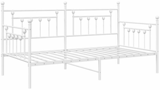 vidaXL Tagesbettrahmen mit Kopfteil Weiß 100 x 190 cm Stahl 42002674