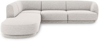 Micadoni 6-Sitzer Ecke links Sofa Miley | Beinfarbe Black Plastic, Hellgrau, Chenille