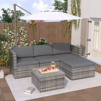 Flieks Gartenlounge-Set, (2-tlg), Polyrattan Gartenmöbel mit kissen und Tisch