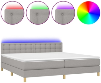 vidaXL Boxspringbett mit Matratze & LED Stoff Hellgrau 200x200 cm, Härtegrad: H2 [3134061]