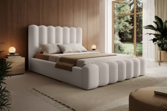 Polsterbett Doppelbett MACON 180x200cm Komplettset Stoff Euphoria Creme