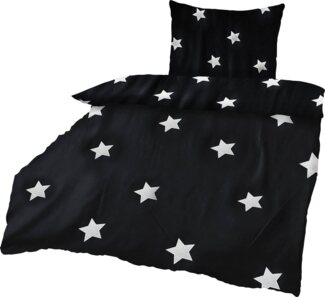 Gold-Line Bettwäsche Metallic Sterne, Microfaser, 2 teilig, hochwertiger Metallicdruck