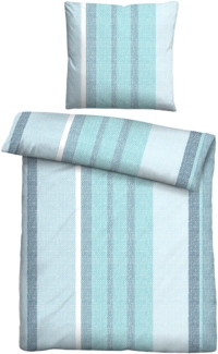 Traumhaft schlafen - Castell - Markenbettwäsche Baumwoll Renforce Bettwäsche 0400901 LÄNGSSTREIFEN, taubenblau, 1 x 155 x 220 cm + 1 x 80 x 80 cm