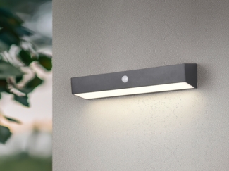 Solar Wandleuchte SILVES auch per USB aufladbar mit Bewegungsmelder, Breite 30cm