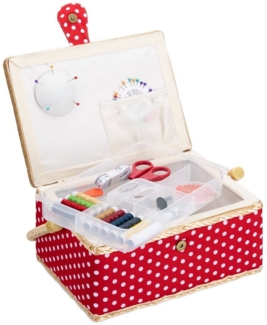Navaris Nähkästchen Nähkasten mit Tragegriff und Nähzubehör - Punkte Design (1 St)