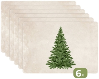MuchoWow Platzset Weihnachtsbaum - Grün - Weihnachten - Feiertage, (6-St), Platzsets, Tischset, Abwaschbar, Tischsets, Platzdeckchen