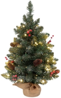 autolock Künstlicher Weihnachtsbaum Weihnachtsbaum mit LED-Beleuchtung,Tannenzapfen und rote Beeren, inkl. Ständer,35*60cm