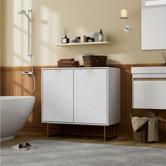 UEV Sideboard Kommode mit 2 Türen, Sideboard mit Füße (Buffet, TV Board, Schrank für Wohnzimmer Esszimmer Flur Schlafzimmer), verstellbare Ablagen, Küchenschrank, Anrichte, Mehrzweckschrank