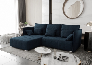 AX LIVING Blau Ecksofa mit Schlaffunktion Florinna 248cm L-Form