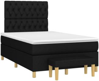 vidaXL Boxspringbett mit Matratze Schwarz 120x190 cm Stoff 3270427