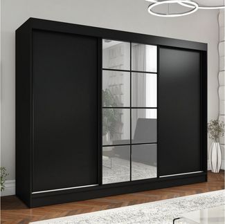 A&J MöbelLand GmbH Schiebetürenschrank ORAV 3-türiger Kleiderschrank mit Spiegel, 4 Schubladen (TOP ANGEBOT! Geräumiger Schrank mit einer Breite von 200 cm und Spiegel, ideal zur Aufbewahrung von Kleidung und Accessoires. 4 Schubladen gratis und viel S...