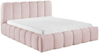 yourhouse24 Polsterbett Micandi Bouclé, Rillen-Design inkl. Metallrahmen, Voluminöses Wolkenbett mit großem Bettkasten