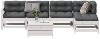 vidaXL 6-tlg. Garten-Lounge-Set mit Kissen Weiß Massivholz Kiefer 3250981