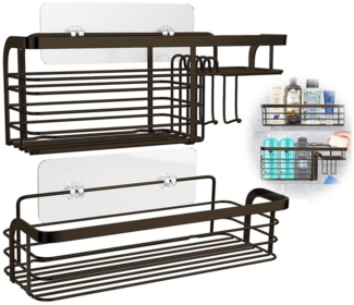 SURFOU Duschregal duschablage ohne bohren badezimmer organizer duschregal ohne bohren, Rostfreier Duschständer mit Haken, 2er-Set, für Seife, Shampoo, Duschgel und Handtücher, 2 Stück Edelstahl Duschregal Ohne Bohren