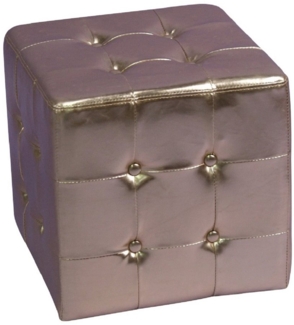 Trendiger Sitzhocker "Cube" mit Knopfsteppung, goldfarben