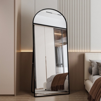 Furnishings Home Ganzkörperspiegel 180x80 Spiegel groß Wandspiegel Schwarz/Gloden mit Metall Alu Rahmen (1-St, Flurspiegel Bodenspiegel, Rechteckig), für Schlafzimmer Garderobe Wohnzimmer Hotel Friseurladen
