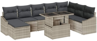 vidaXL Garten-Sofa-Set mit Kissen 9 pcs Hellgrau und Dunkelgrau 3357795