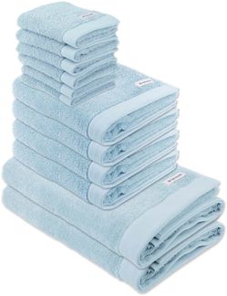 TOM TAILOR Handtuch Set, 12-tlg. - Color Bath, 2x Duschtuch, 4x Handtuch, 6x Gästetuch Hellblau Set