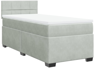 vidaXL Boxspringbett mit Matratze, Samt hellgrau, 90x190 cm
