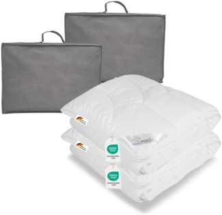 2x warme Allergiker Winter Bettdecke Duo Steppbett Klimafaser 135x200