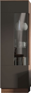Standvitrine Alicante Glasvitrine 60cm walnuss schwarzgrau