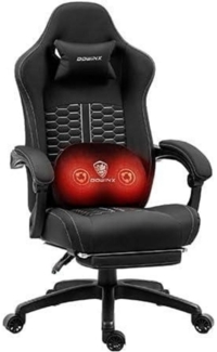 Gaming Stuhl mit beheizter Massage Lendenwirbelstütze und Fußstütze