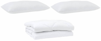 vidaXL Bettdecke mit Kissen 3 pcs Weiß Mikrofaser 3377422