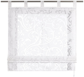 Delien Raffrollo Jessica, mit Schlaufen, Voile Uni mit Floral Ausbrenner