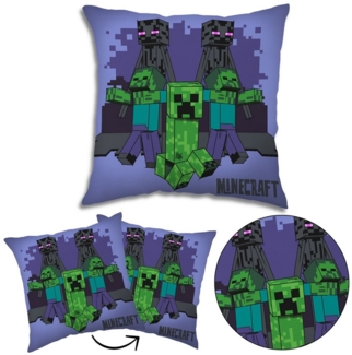 Sarcia. eu Kopfkissen Minecraft quadratisches Kissen, Kinder Dekokissen, lila 40x40 cm