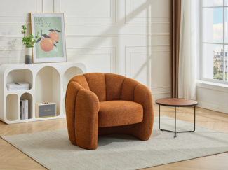 Vente-unique - Muschelsessel - Chenille-Stoff - Terracotta - DELIPO