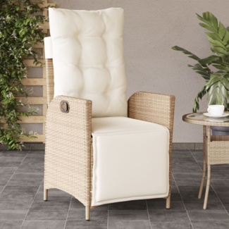 vidaXL Gartensessel mit Fußteil Verstellbar Beige Poly Rattan 365284