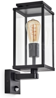 hofstein Außen-Wandleuchte Außenleuchte mit Bewegungsmelder aus Metall/Glas in Schwarz/Klar, ohne Leuchtmittel, Wandlampe für Eingangsbereich/Hof, 1 x E27, ohne Leuchtmittel, IP44