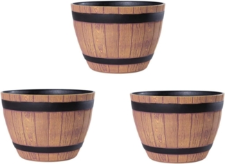 Jinfa Pflanzkübel aus Kunststoff Miniteich Weinfassoptik Blumenöpfe, 1, 3, 6 Stück (3 St)